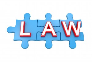 Blue puzzles with a word LAW.